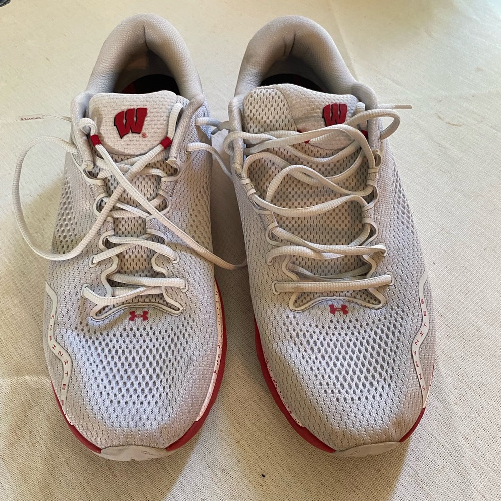 Under Armour White and Red Athletic Shoes